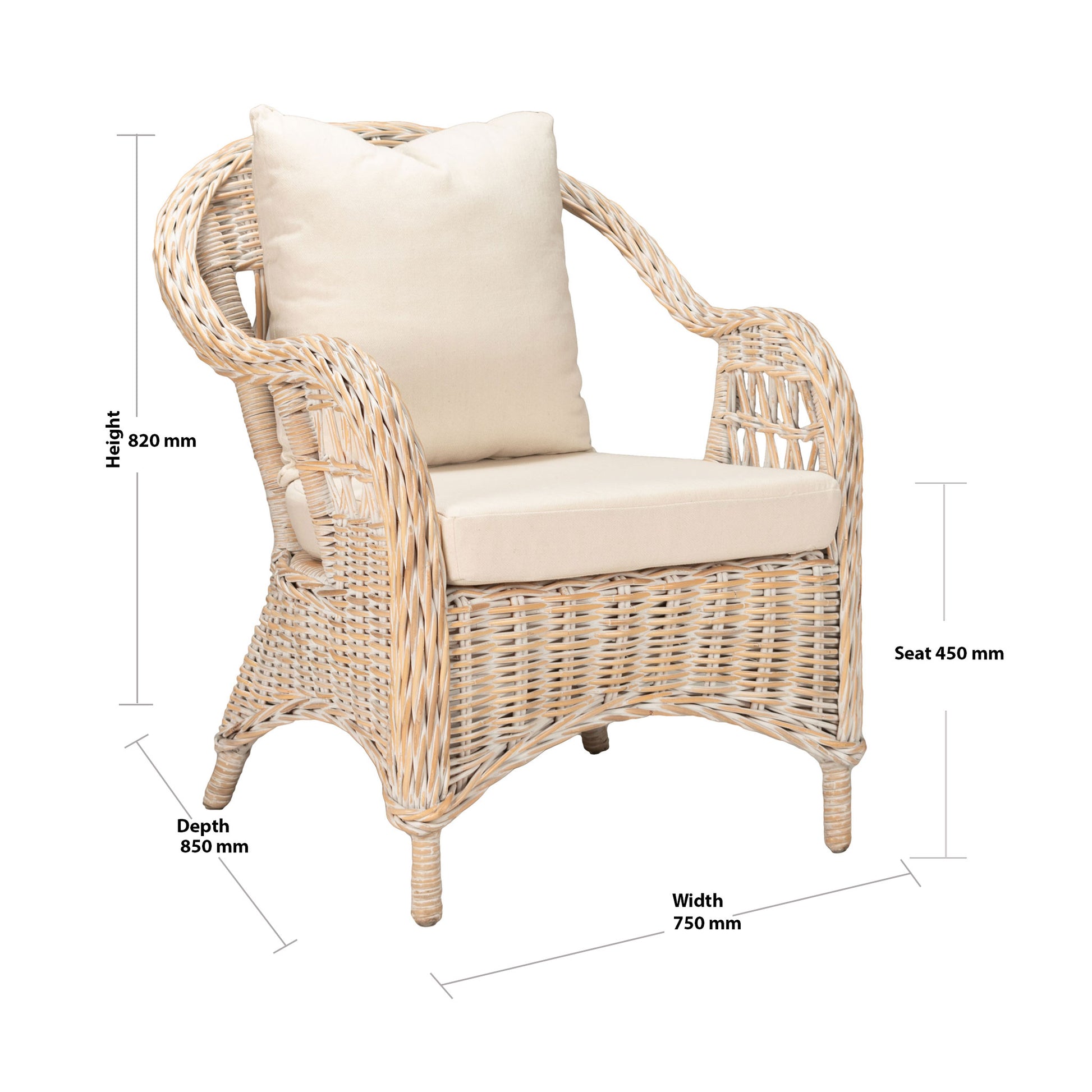 Monterrey Armchair - White Washed