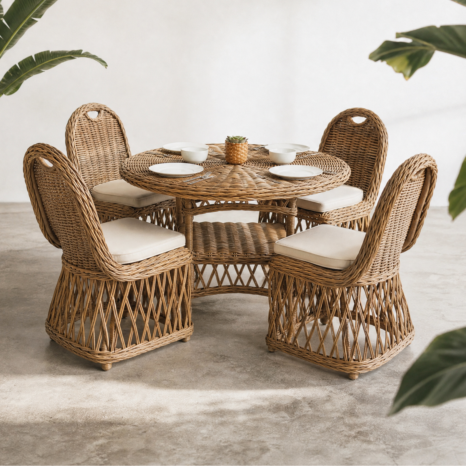 Calistoga Natural Rattan Dining Set | Republic of Rattan
