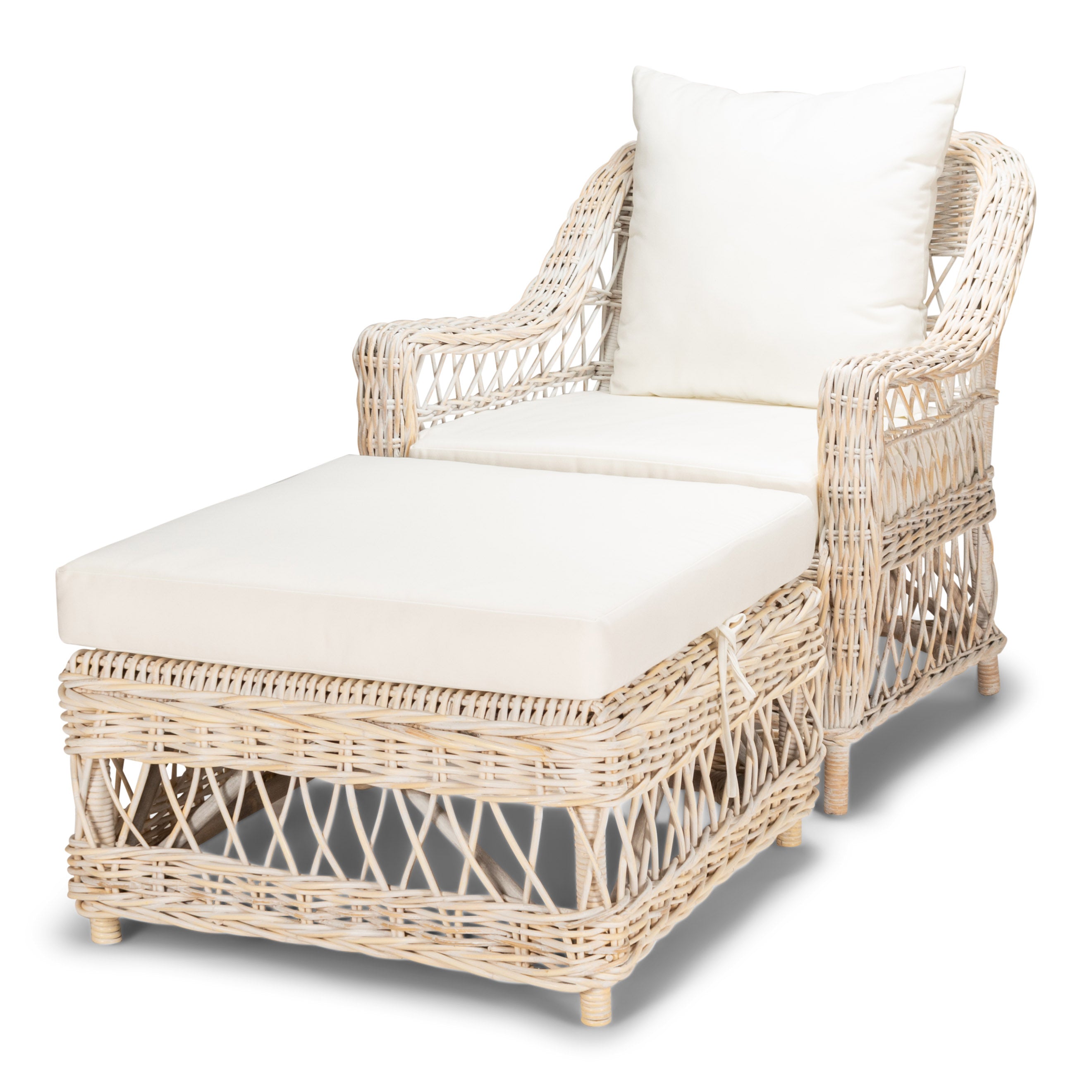 Napa Armchair White Washed With Ottoman