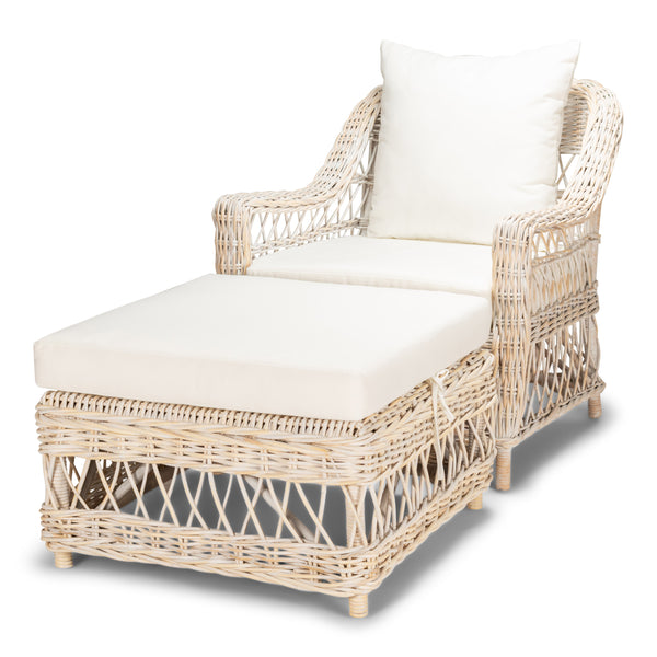 Napa Armchair White Washed With Ottoman