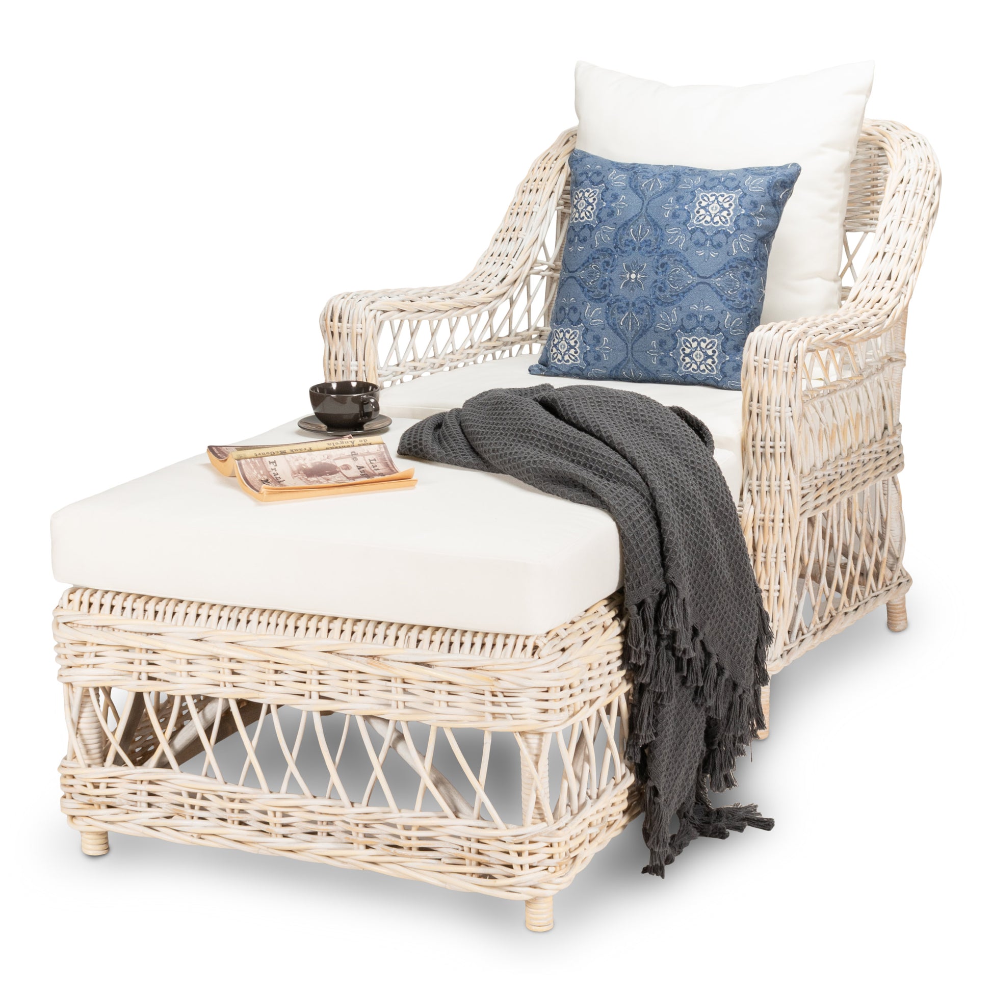 Napa Armchair White Washed With Ottoman
