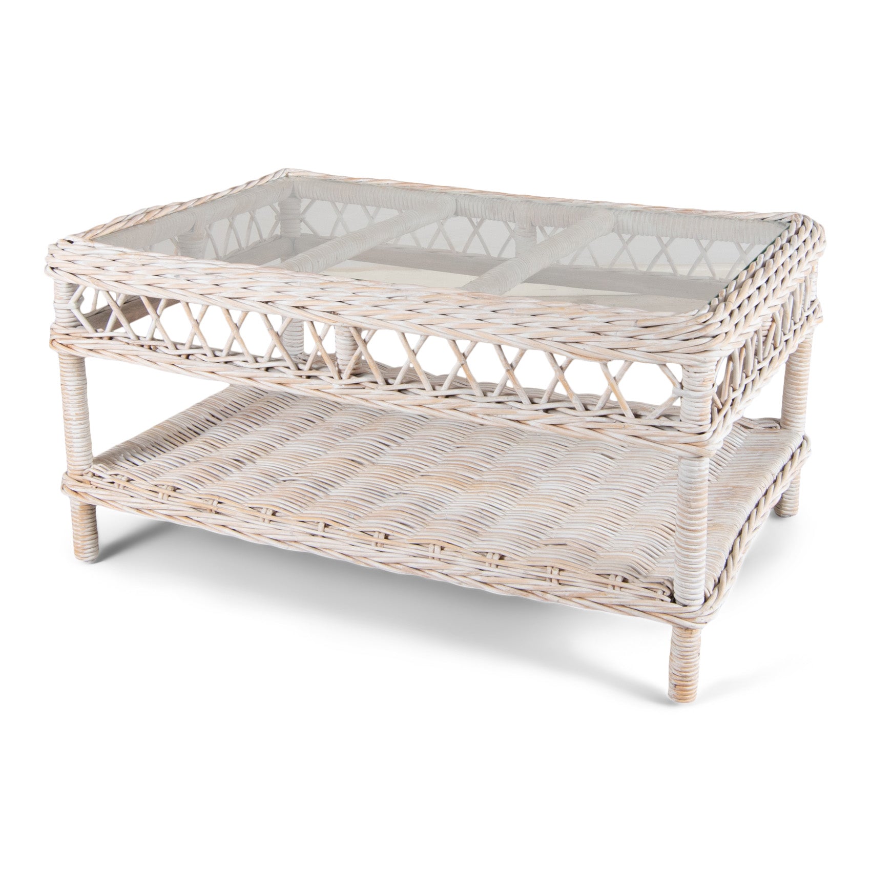 Napa Coffee Table White Washed - Glass top