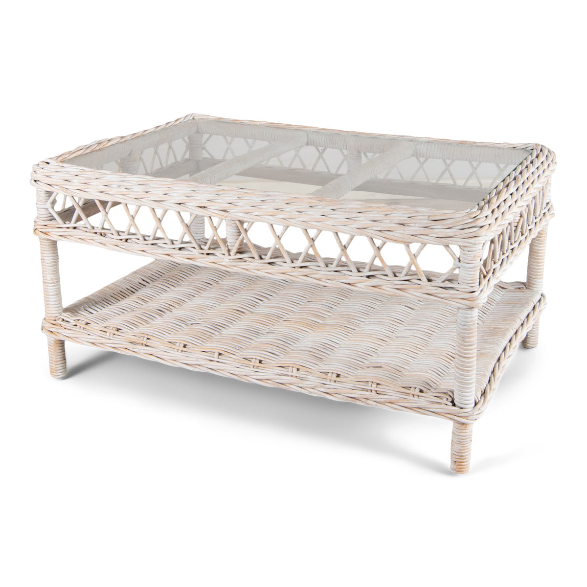 Whitewashed Rattan Table Napa Coffee Table White Washed - Glass top – Republic of Rattan