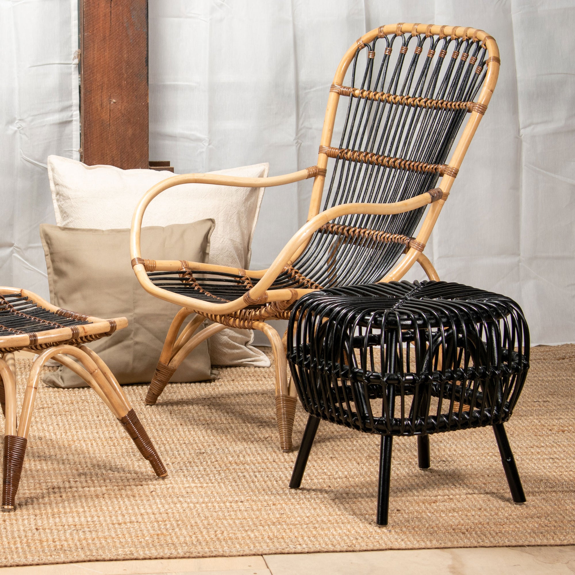image of stool with chair in living room